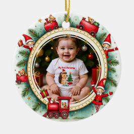 1e kerstmis 2-zijdig, Holiday Express Keramisch Ornament