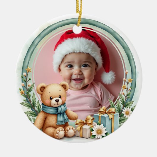 1e Kerstmis 2-zijdig Onze Geschenk Aandenken Keramisch Ornament (Voorkant)