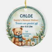 1e Kerstmis 2-zijdig Onze Geschenk Aandenken Keramisch Ornament (Achterkant)