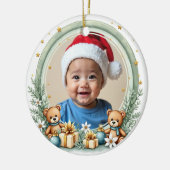 1e kerstmis 2-zijdig, Regenboogwensen Keramisch Ornament (Links)