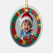 1e kerstmis 2-zijdig, Santa's lieveling Keramisch Ornament (Rechts)