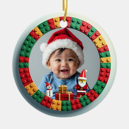 1e kerstmis 2-zijdig, Santa's lieveling Keramisch Ornament (Voorkant)