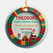 1e kerstmis 2-zijdig, Santa's lieveling Keramisch Ornament (Achterkant)