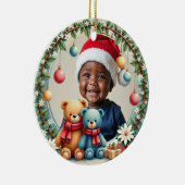 1e kerstmis 2-zijdig, Teddy Tidings Keramisch Ornament (Rechts)