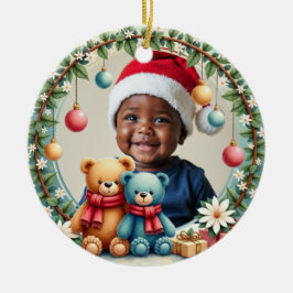 1e kerstmis 2-zijdig, Teddy Tidings Keramisch Ornament