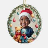 1e kerstmis 2-zijdig, Teddy Tidings Keramisch Ornament (Links)