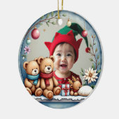 1e Kerstmis 2-zijdig, Tiny Toes & Tinsel Keramisch Ornament (Links)