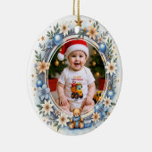 1e Kerstmis 2-zijdig, Twinkel & Vrolijkheid Keramisch Ornament (Rechts)
