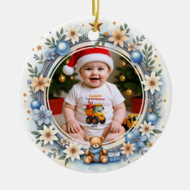 1e Kerstmis 2-zijdig, Twinkel & Vrolijkheid Keramisch Ornament