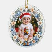1e Kerstmis 2-zijdig, Twinkel & Vrolijkheid Keramisch Ornament (Links)