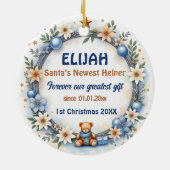 1e Kerstmis 2-zijdig, Twinkel & Vrolijkheid Keramisch Ornament (Achterkant)