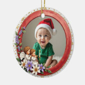 1e kerstmis 2-zijdige Cherub Joy Keramisch Ornament (Links)