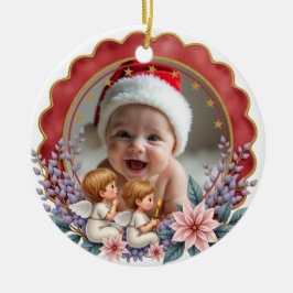1e Kerstmis 2-zijdige Engel's Eerste Kerstlied Keramisch Ornament