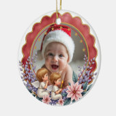 1e Kerstmis 2-zijdige Engel's Eerste Kerstlied Keramisch Ornament (Links)
