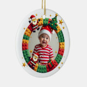 1e kerstmis 2-zijdige Festive Builder Keramisch Ornament (Rechts)