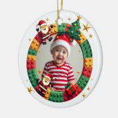 1e kerstmis 2-zijdige Festive Builder Keramisch Ornament (Links)