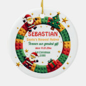 1e kerstmis 2-zijdige Festive Builder Keramisch Ornament (Achterkant)