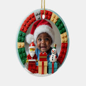 1e kerstmis 2-zijdige Festive Builder Keramisch Ornament (Rechts)