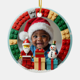 1e kerstmis 2-zijdige Festive Builder Keramisch Ornament