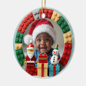 1e kerstmis 2-zijdige Festive Builder Keramisch Ornament (Links)