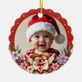 1e kerstmis 2-zijdige gouden aandenken keramisch ornament