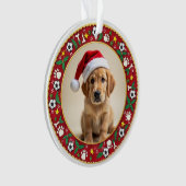 1e kerstmis 2-zijdige Paws & Holly Ornament (voorkant)
