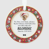 1e kerstmis 2-zijdige Paws & Holly Ornament (achterkant)
