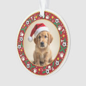 1e kerstmis 2-zijdige Paws & Holly Ornament (voorkant)