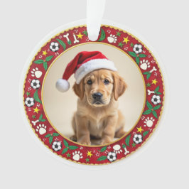 1e kerstmis 2-zijdige Paws & Holly Ornament