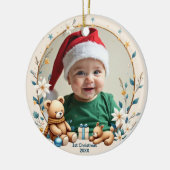 1e Kerstmis 2-zijdige Starry Snuggles Keramisch Ornament (Links)