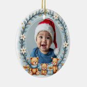 1e Kerstmis 2-zijdige Teddy Tidings Keramisch Ornament (Rechts)