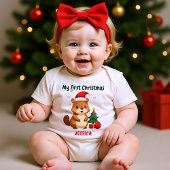 🎄1e Kerstmis, aangepaste tekst, Boom-pende Debuut Romper
