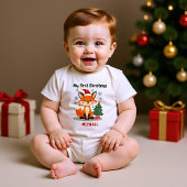 1e Kerstmis, aangepaste tekst, Festive Fox Trot Romper