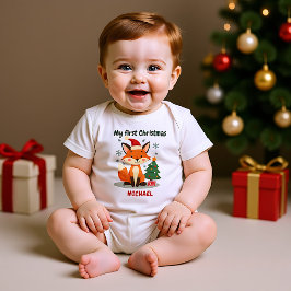 1e Kerstmis, aangepaste tekst, Festive Fox Trot Romper