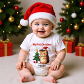 🎄1e Kerstmis, aangepaste tekst, Kerstfeestje Egel Romper