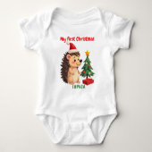 🎄1e Kerstmis, aangepaste tekst, Prickle Me Festiv Romper (Voorkant)
