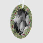 1e Kerstmis als Familie van Drie Foto krans Ornament (voorkant)
