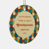 1e Kerstmis als grootouders  Puzzel Foto Keramisch Ornament (Rechts)