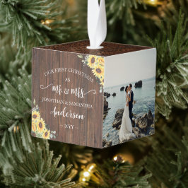 1e Kerstmis als Mr & Mrs Pas getrouwd Hout Zonnebl Decoratie
