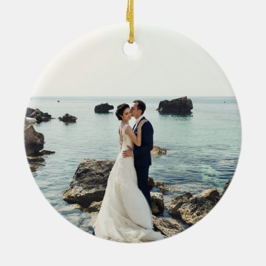 1e Kerstmis als Mr & Mrs Pas getrouwd Hout Zonnebl Keramisch Ornament (Achterkant)