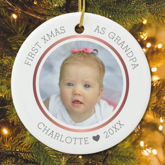 1e Kerstmis als Opa Modern Twee Foto Keramisch Ornament