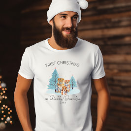 1e Kerstmis als papa Opa Waterverf Leeuw T-shirt