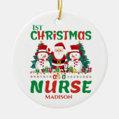 1e Kerstmis als Verpleegkundige Custom Keramisch Ornament (Voorkant)