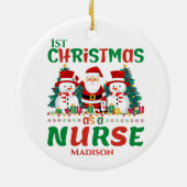 1e Kerstmis als Verpleegkundige Custom Keramisch Ornament (Achterkant)