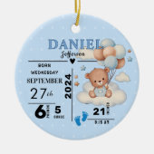 1e Kerstmis Baby Boy Geboorteaankondiging Foto Keramisch Ornament (Voorkant)