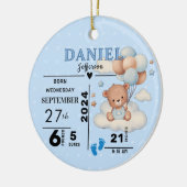 1e Kerstmis Baby Boy Geboorteaankondiging Foto Keramisch Ornament (Links)