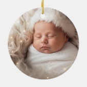 1e Kerstmis Baby Boy Geboorteaankondiging Foto Keramisch Ornament (Achterkant)
