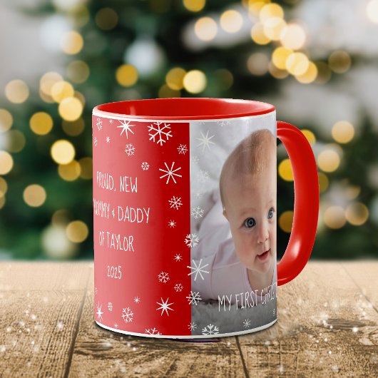 1e Kerstmis Baby Custom Foto Nieuwe Moeder Pap Roo Mok