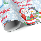 1e Kerstmis Baby's personaliseren Naam Kerstman Cadeaupapier (Rol Hoek)