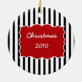 1e Kerstmis / Bomen en Strepen Foto Keramisch Ornament (Achterkant)